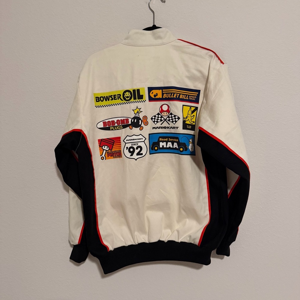 Nintendo Mario kart racing jacket cream white XS NEW